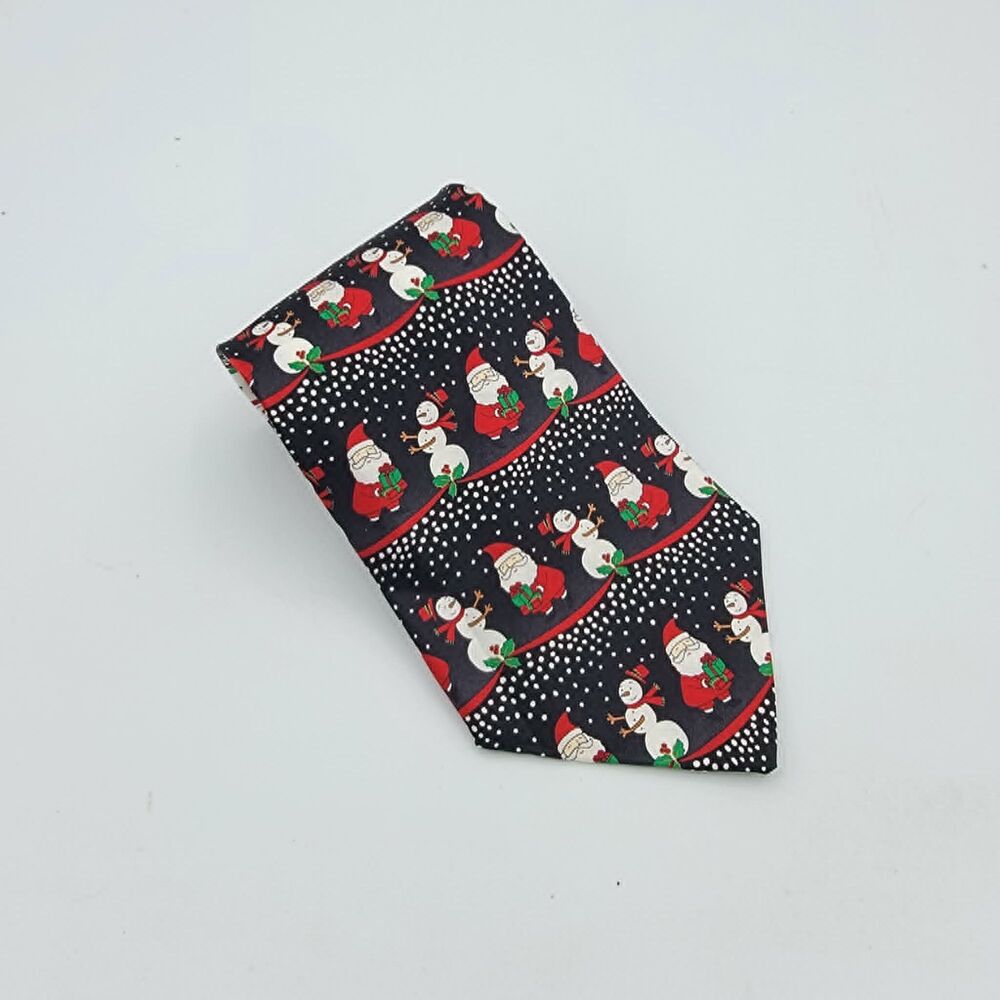 Hallmark Holiday Traditions Necktie Santa Snowman Christmas